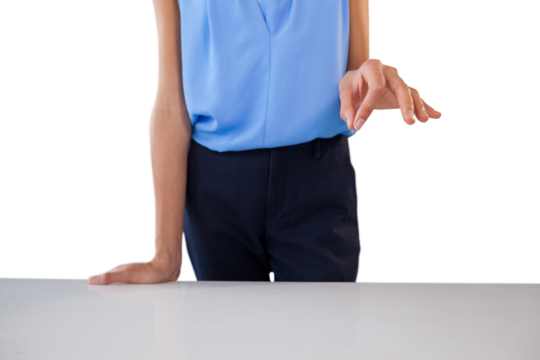 Businesswoman holding something at table