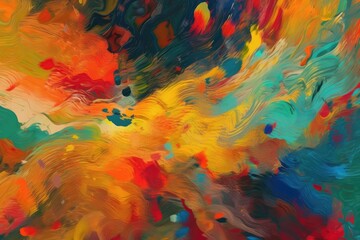 abstract painting with vibrant colors and dynamic brushstrokes. Generative AI