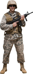 Military soldier carrying a rifle 