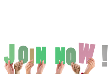 Hands holding up join now