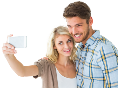 Attractive couple taking a selfie together