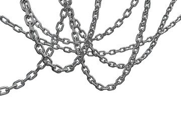 3d image of tangled metal chains 