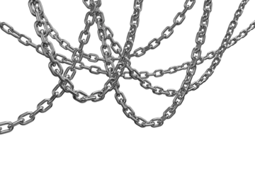 Foto op Plexiglas 3d image of tangled metal chains  © vectorfusionart
