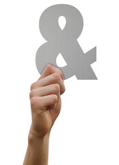 Hand holding ampersand sign