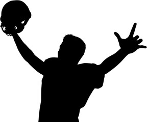 Football player with arms raised
