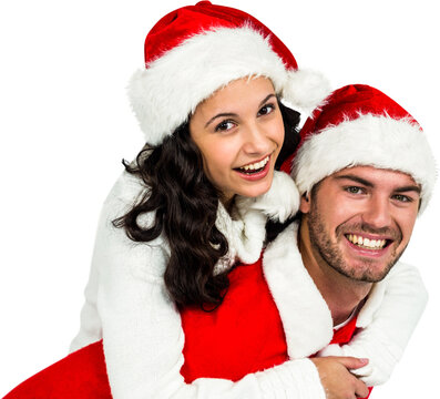 Portrait of festive couple smiling 