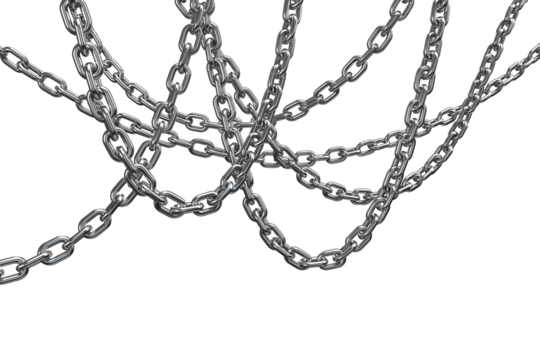 3d image of tangled metal chains 