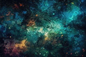 A colorful, textured background of the universe. Generative AI