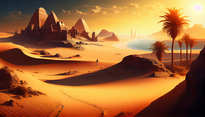 Fototapeta na wymiar sunset over the desert, Egypt desert