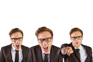 Nerdy businessman shouting