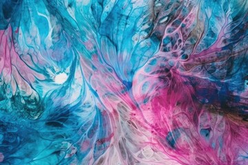 abstract painting with a color scheme of blue and pink. Generative AI