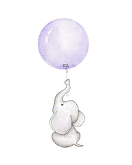 Cute baby elephant with balloon - 587469378