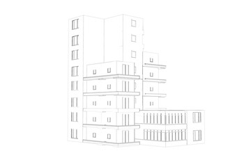 Building structure on white background