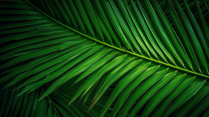 Naklejka na ściany i meble Green Palm Leaf background. Illustration AI Generative
