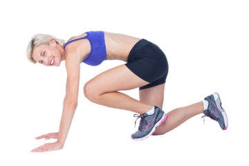 Pretty woman starting to run 