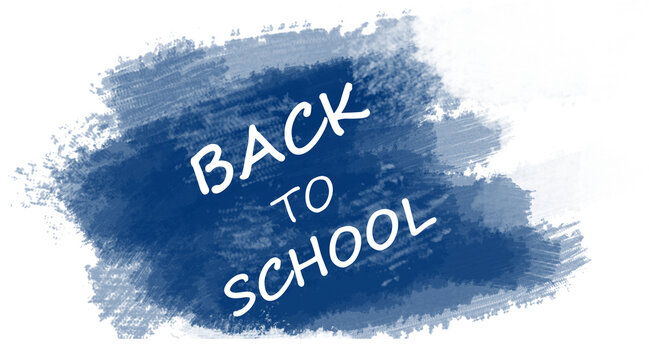Digital composite image of back to school text on blue spray paint