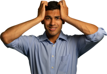 Worried man against white background