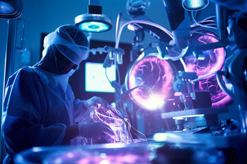 Surgeon utilizing advanced robotic technology for precision abscission on a virtual interface
