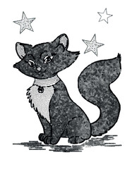 Cat with Sequins, From fashion graphics to home decor, it can be used to create stunning designs on t shirts, hoodies etc. Sequin Embroidered Cat Design, Cat vector