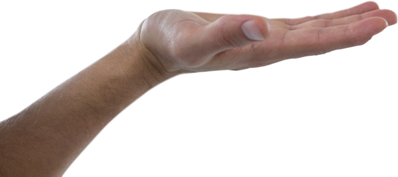 Hand of man pretending to hold an invisible object - Powered by Adobe