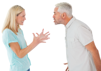 Unhappy couple having an argument 