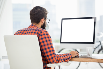 Hipster using a computer