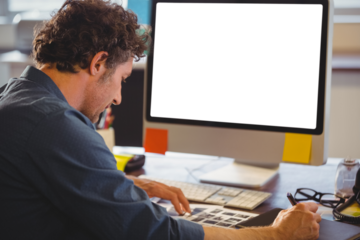 Business man working on his office