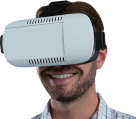 Man using virtual reality headset