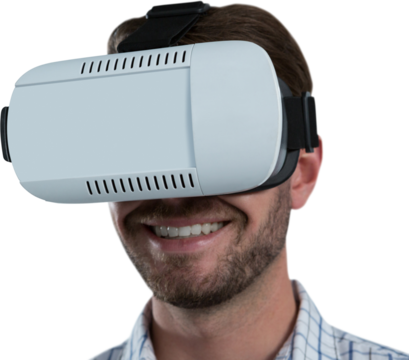 Man using virtual reality headset