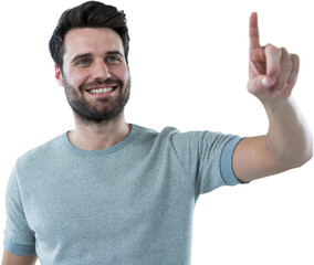 Happy man gesturing 