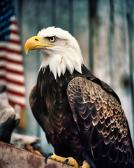 Obraz premium Portrait of Bald Eagle, symbol of the USA - generative ai