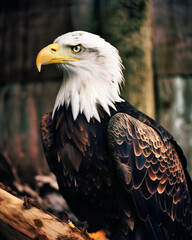 Naklejka premium Portrait of Bald Eagle, symbol of the USA - generative ai