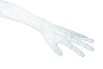 3d image of white human hand 