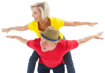 Mature couple joking about together