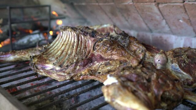 Grilled lamb.  grilled skewers using hot charcoal.