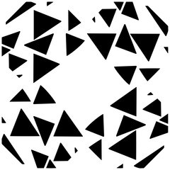 Dark background with abstract shapes. Black and white texture. Seamless monochrome repeating pattern for web page, textures, card, poster, fabric, textile.