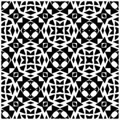 Dark background with abstract shapes. Black and white texture. Seamless monochrome repeating pattern for web page, textures, card, poster, fabric, textile.