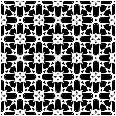 Dark background with abstract shapes. Black and white texture. Seamless monochrome repeating pattern for web page, textures, card, poster, fabric, textile.