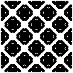 Dark background with abstract shapes. Black and white texture. Seamless monochrome repeating pattern for web page, textures, card, poster, fabric, textile.