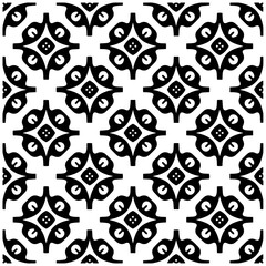 Dark background with abstract shapes. Black and white texture. Seamless monochrome repeating pattern for web page, textures, card, poster, fabric, textile.