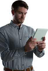 Man using digital tablet