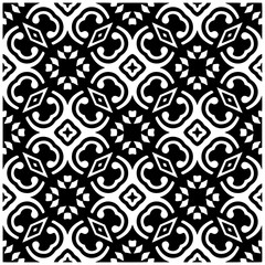 Dark background with abstract shapes. Black and white texture. Seamless monochrome repeating pattern for web page, textures, card, poster, fabric, textile.