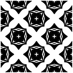 Dark background with abstract shapes. Black and white texture. Seamless monochrome repeating pattern for web page, textures, card, poster, fabric, textile.