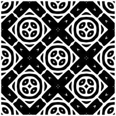 Dark background with abstract shapes. Black and white texture. Seamless monochrome repeating pattern for web page, textures, card, poster, fabric, textile.