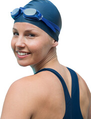 Portrait of smiling young woman in swimming cap