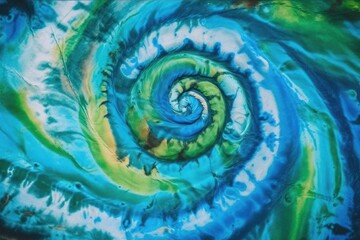 mesmerizing abstract painting featuring swirls of blue and green hues. Generative AI