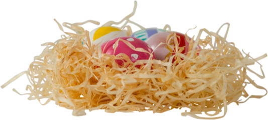 Easter eggs in creative paper nest