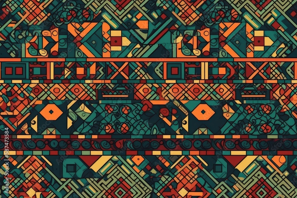 Poster vibrant and colorful pattern with an array of hues and tones. generative ai