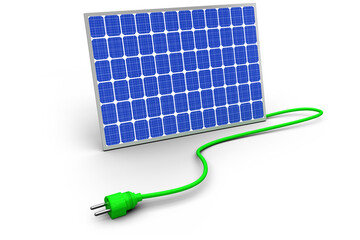 Vector image of 3d solar panel with green cable