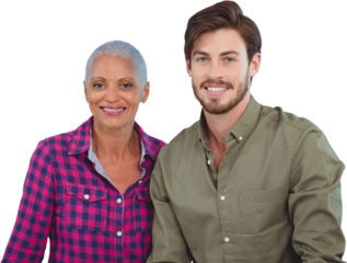 Portrait of a young man and a woman posing